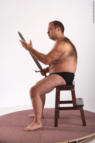 Underwear Fighting with sword Man White Sitting poses - simple Chubby Short Brown Sitting poses - ALL Academic