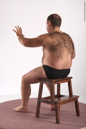 Underwear Man White Sitting poses - simple Chubby Short Brown Sitting poses - ALL Academic