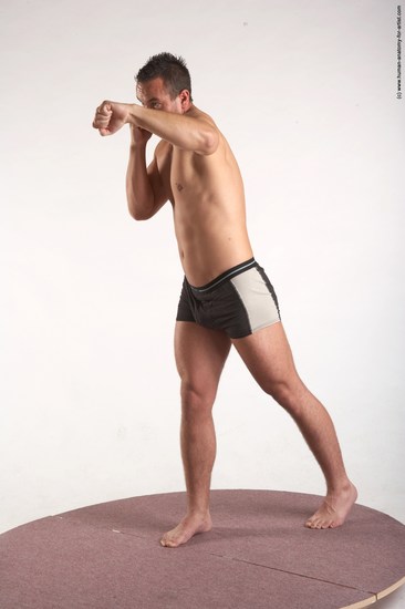 Underwear Martial art Man White Standing poses - ALL Average Short Brown Standing poses - simple Academic