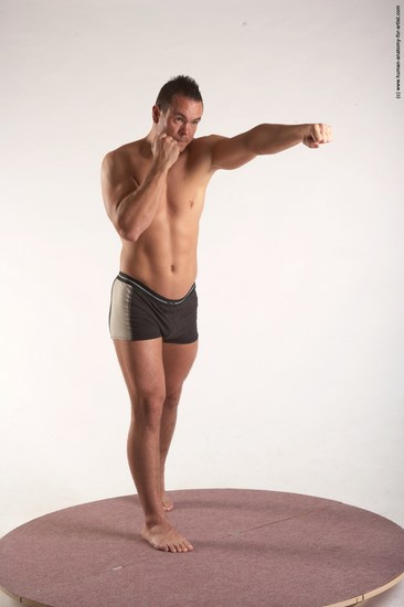 Underwear Martial art Man White Standing poses - ALL Average Short Brown Standing poses - simple Academic