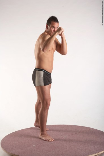 Underwear Martial art Man White Standing poses - ALL Average Short Brown Standing poses - simple Academic