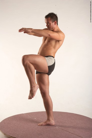 Underwear Martial art Man White Standing poses - ALL Average Short Brown Standing poses - simple Academic