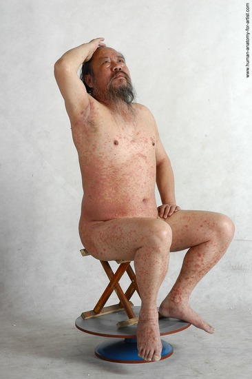 and more Nude Man Asian Sitting poses - simple Chubby Bald Black Sitting poses - ALL Realistic