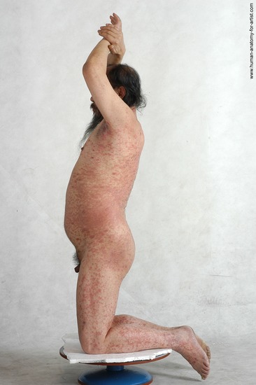 and more Nude Man Asian Kneeling poses - ALL Chubby Bald Kneeling poses - on both knees Black Realistic