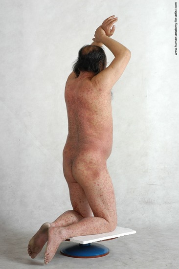 and more Nude Man Asian Kneeling poses - ALL Chubby Bald Kneeling poses - on both knees Black Realistic