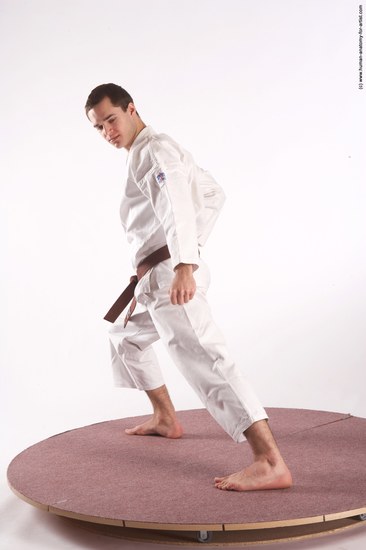 Nude Martial art Man White Standing poses - ALL Athletic Short Brown Standing poses - simple Realistic