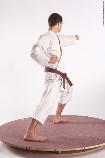 Sportswear Martial art Man White Standing poses - ALL Athletic Short Brown Standing poses - simple Academic