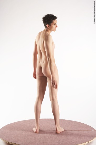 Nude Man White Moving poses Slim Short Brown Realistic