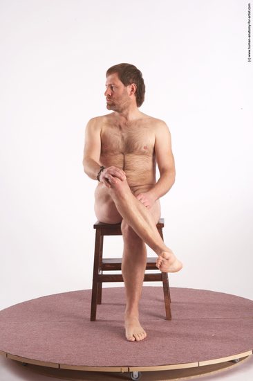 Nude Man White Sitting poses - simple Slim Short Brown Sitting poses - ALL Realistic