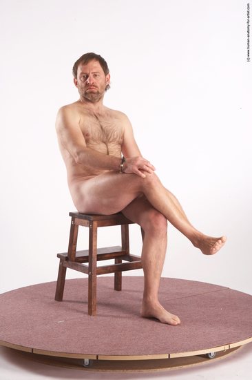 Nude Man White Sitting poses - simple Slim Short Brown Sitting poses - ALL Realistic