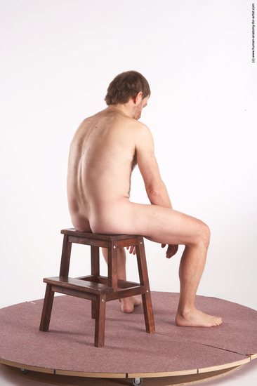 Nude Man White Sitting poses - simple Slim Short Brown Sitting poses - ALL Realistic