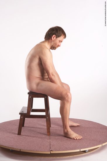 Nude Man White Sitting poses - simple Slim Short Brown Sitting poses - ALL Realistic