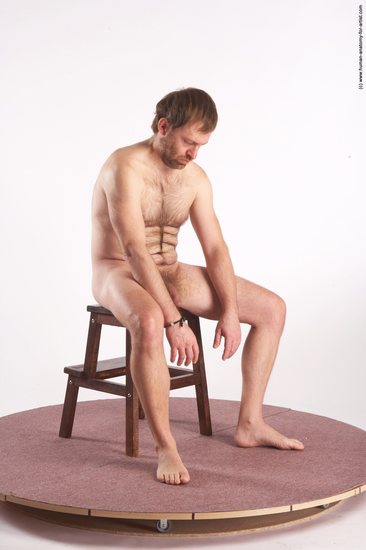 Nude Man White Sitting poses - simple Slim Short Brown Sitting poses - ALL Realistic