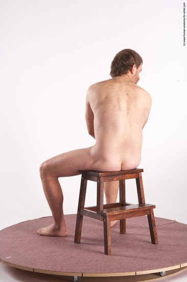 Nude Man White Sitting poses - simple Slim Short Brown Sitting poses - ALL Realistic