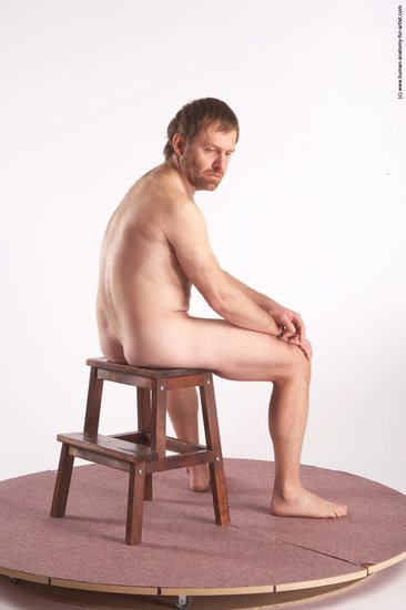 Nude Man White Sitting poses - simple Slim Short Brown Sitting poses - ALL Realistic