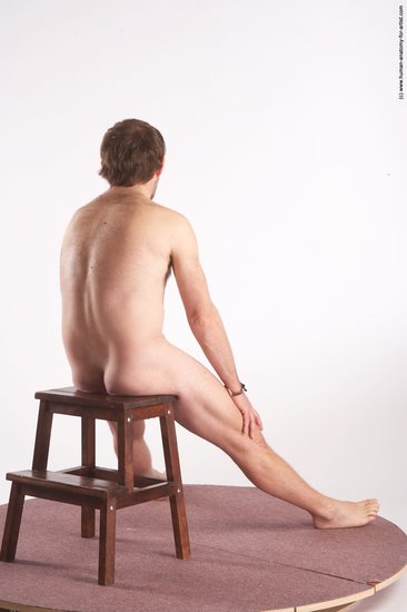 Nude Man White Sitting poses - simple Slim Short Brown Sitting poses - ALL Realistic