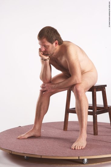 Nude Man White Sitting poses - simple Slim Short Brown Sitting poses - ALL Realistic