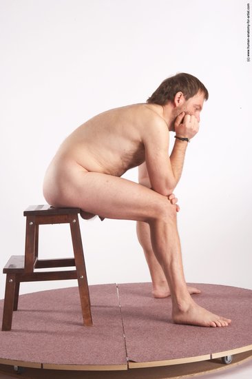 Nude Man White Sitting poses - simple Slim Short Brown Sitting poses - ALL Realistic