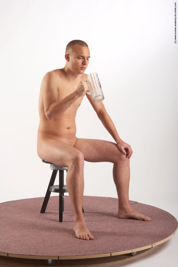 Nude Holding Man White Sitting poses - simple Average Bald Sitting poses - ALL Realistic