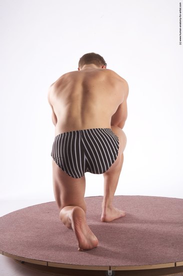 Underwear Man White Kneeling poses - ALL Muscular Short Brown Kneeling poses - on one knee Academic