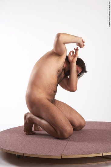 Nude Man White Kneeling poses - ALL Average Medium Kneeling poses - on both knees Black Realistic