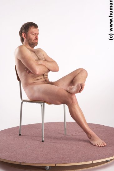 Nude Man White Sitting poses - simple Slim Short Brown Sitting poses - ALL Realistic