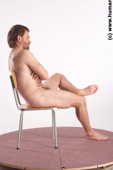 Nude Man White Sitting poses - simple Slim Short Brown Sitting poses - ALL Realistic