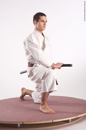 Sportswear Fighting with sword Man White Standing poses - ALL Athletic Short Brown Standing poses - simple Academic