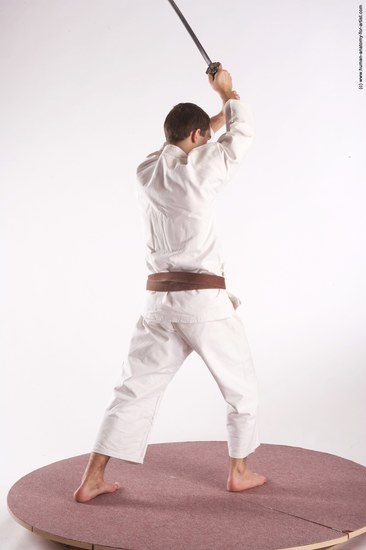 Sportswear Fighting with sword Man White Standing poses - ALL Athletic Short Brown Standing poses - simple Academic