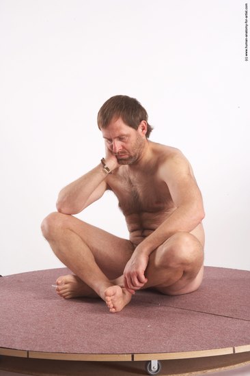 Nude Man White Sitting poses - simple Slim Short Brown Sitting poses - ALL Realistic