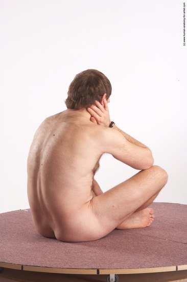 Nude Man White Sitting poses - simple Slim Short Brown Sitting poses - ALL Realistic