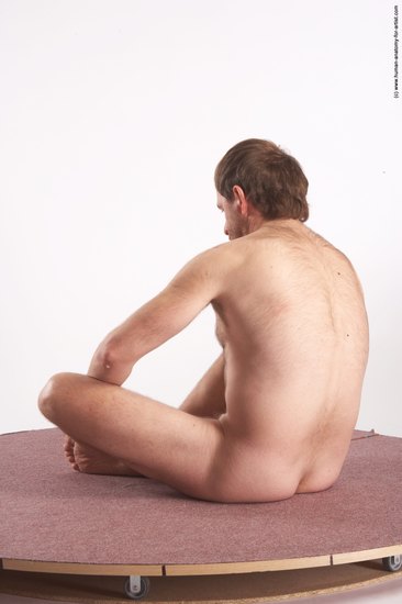 Nude Man White Sitting poses - simple Slim Short Brown Sitting poses - ALL Realistic