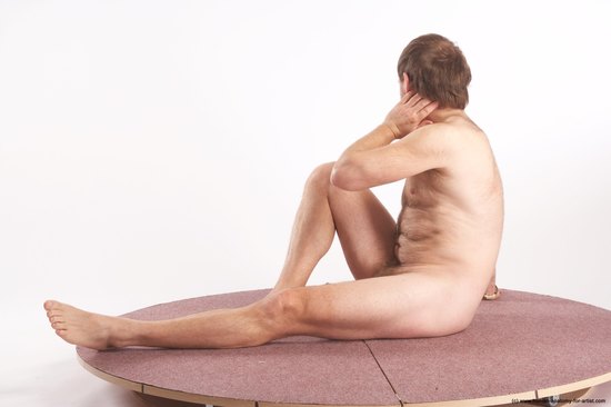 Nude Man White Sitting poses - simple Slim Short Brown Sitting poses - ALL Realistic