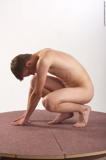 Nude Man White Standing poses - ALL Slim Short Brown Standing poses - bend over Realistic