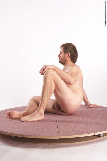 Nude Man White Sitting poses - simple Slim Short Brown Sitting poses - ALL Realistic