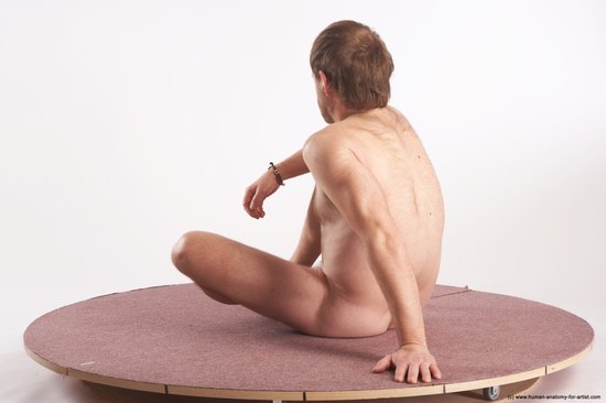 Nude Man White Sitting poses - simple Slim Short Brown Sitting poses - ALL Realistic