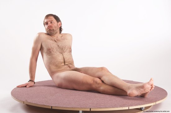 Nude Man White Sitting poses - simple Slim Short Brown Sitting poses - ALL Realistic