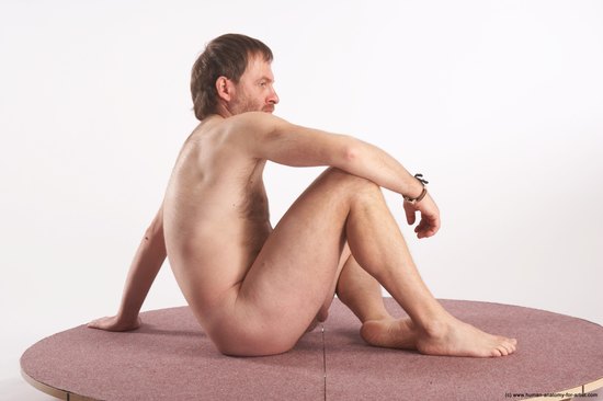 Nude Man White Sitting poses - simple Slim Short Brown Sitting poses - ALL Realistic