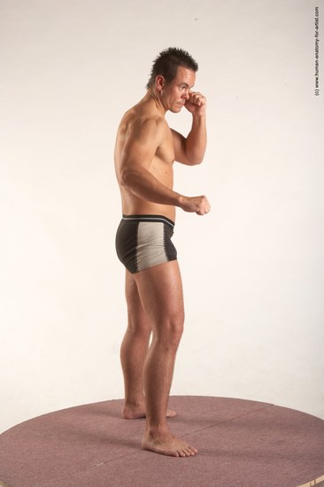 Underwear Martial art Man White Standing poses - ALL Average Short Brown Standing poses - simple Academic