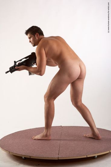 Nude Fighting with submachine gun Man White Standing poses - ALL Average Short Brown Standing poses - knee-bend Realistic