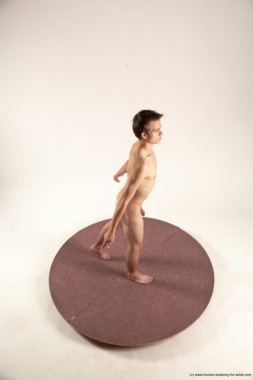 Nude Man White Standing poses - ALL Slim Short Brown Standing poses - simple Multi angles poses Realistic