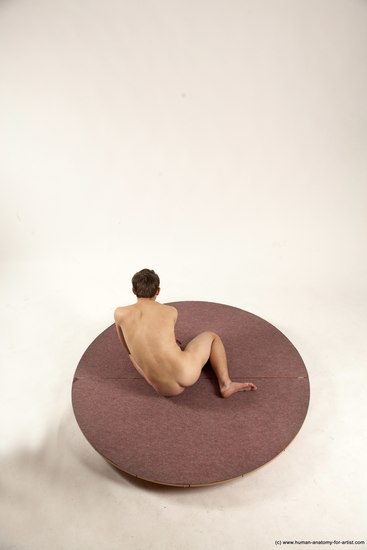 Nude Man White Kneeling poses - ALL Slim Short Brown Kneeling poses - on both knees Multi angles poses Realistic