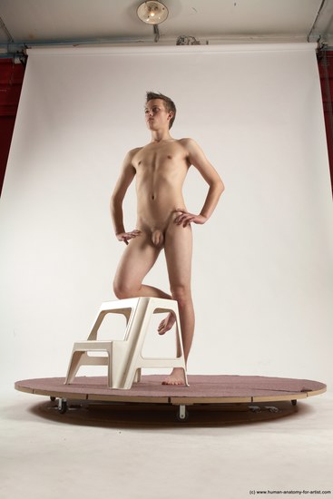 Nude Man White Standing poses - ALL Slim Short Brown Standing poses - simple Multi angles poses Realistic