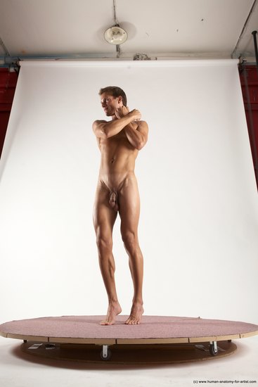 Nude Man White Standing poses - ALL Athletic Short Brown Standing poses - simple Multi angles poses Realistic