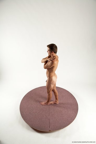 Nude Man White Standing poses - ALL Athletic Short Brown Standing poses - simple Multi angles poses Realistic