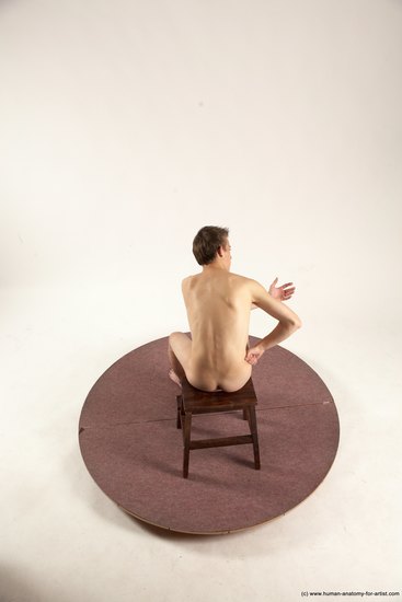 Nude Man White Sitting poses - simple Slim Short Brown Sitting poses - ALL Multi angles poses Realistic