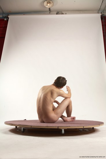 Nude Man White Sitting poses - simple Slim Short Brown Sitting poses - ALL Multi angles poses Realistic