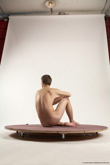 Nude Man White Sitting poses - simple Slim Short Brown Sitting poses - ALL Multi angles poses Realistic