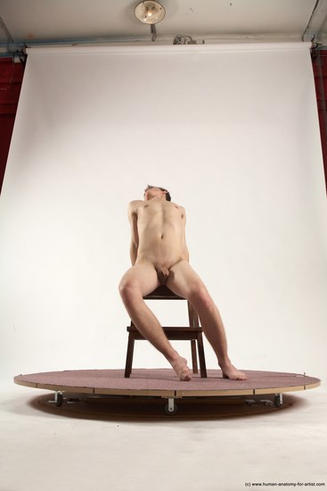 Nude Man White Sitting poses - simple Slim Short Brown Sitting poses - ALL Multi angles poses Realistic