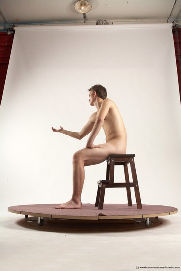 Nude Man White Sitting poses - simple Slim Short Brown Sitting poses - ALL Multi angles poses Realistic